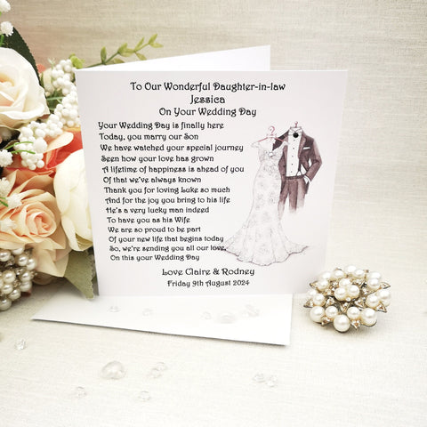 Personalised New Daughter-in-law Wedding Card, Large custom card for Bride, Mother of the Groom Card for Bride, Card for Daughter-in-law