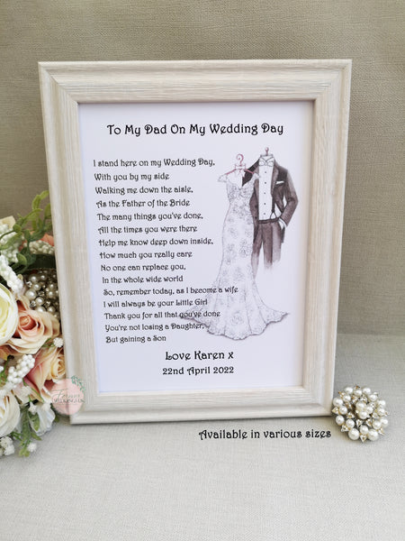 Father of the Bride Print, Wedding Thank You gift, Wedding Print, Unframed