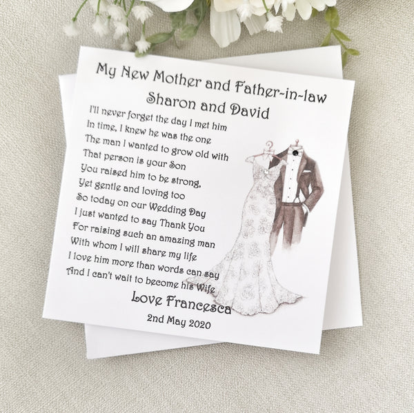 Personalised Mother and Father of the Groom Wedding Card