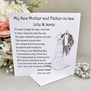 Personalised Mother and Father of the Groom Wedding Card