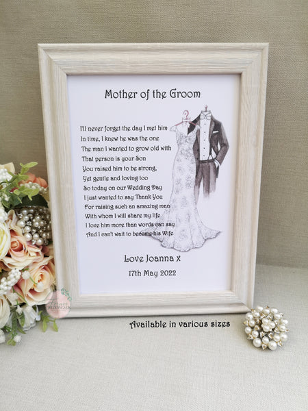 Mother of the Groom print, Wedding Thank You gift, Wedding Print, Unframed