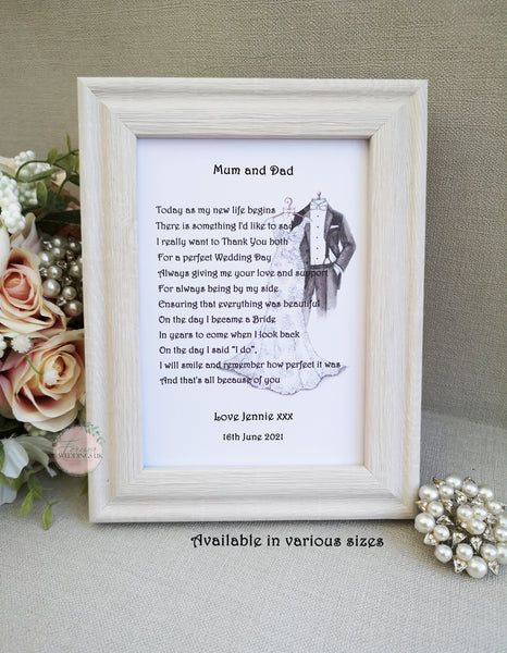 Personalised Parent Wedding Thank You Print,