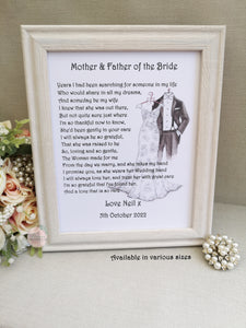 Parents of the Bride Print, Wedding Thank You gift from Groom, Unframed