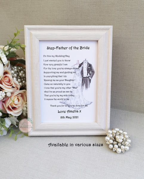 Step Father of the Bride print, Wedding day thank you print