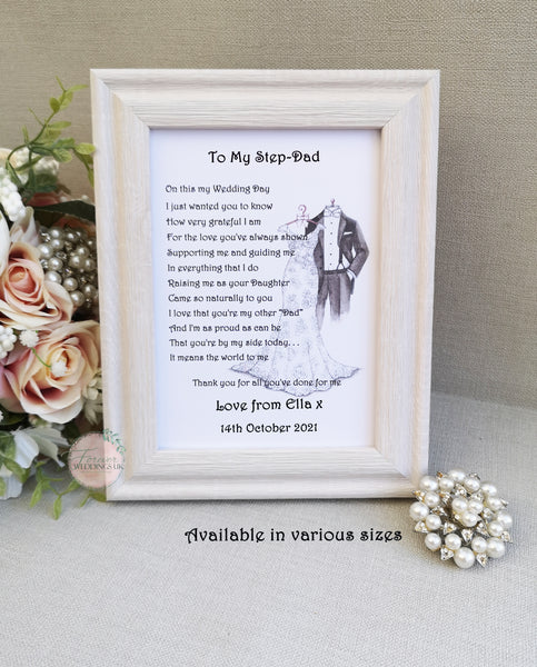 Step Father of the Bride print, Wedding day thank you print