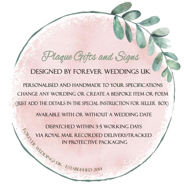 Personalised Wedding Reception Welcome Sign