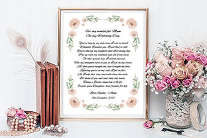 Mother of the Bride Print, Keepsake, Thank You Wedding Gift, Present from Bride UNFRAMED