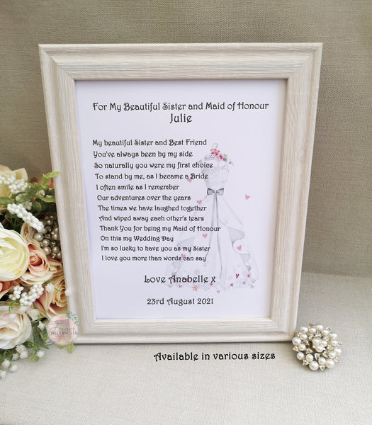 Maid of Honour Thank You Gift Print, Personalised