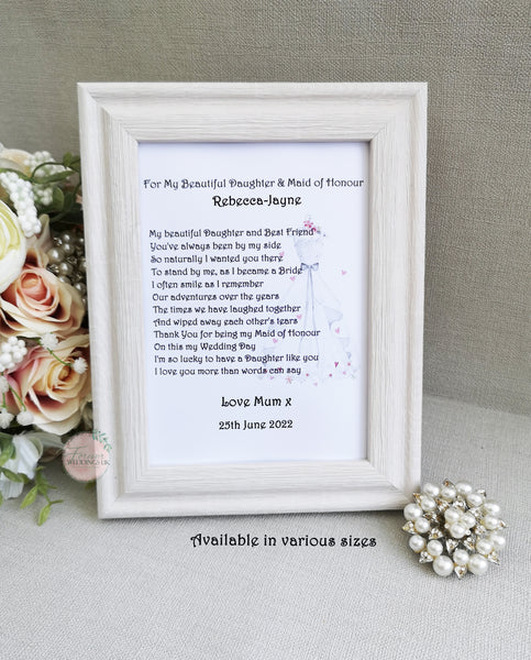 Maid of Honour Thank You Gift Print, Personalised